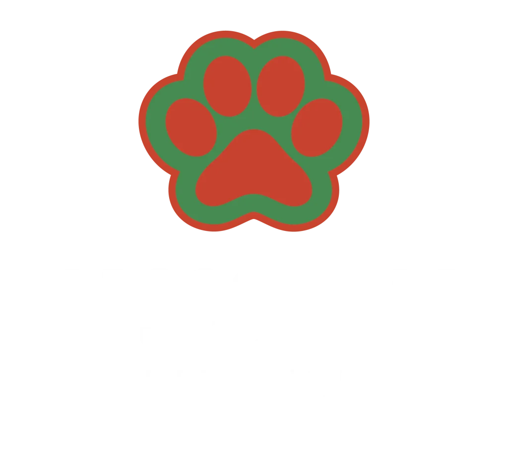 Logo Mascotown compuesto por ícono en forma de huella en color rojo y verde de la marca, junto con las palabras Mascotown Pet Shop en color blanco
