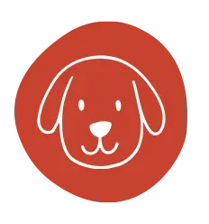 Ilustración de cara de perro sobre fondo rojo, categoría productos para perros – Mascotown Pet Shop
