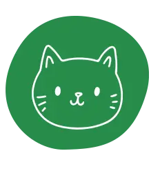 Ilustración de cara de gato sobre fondo verde, categoría productos para gatos – Mascotown Pet Shop